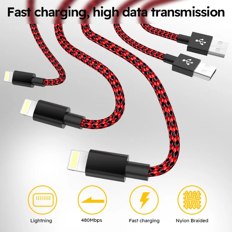 Ultimate 3-Pack USB Fast Charging Cables for Apple Devices - 1m Length
