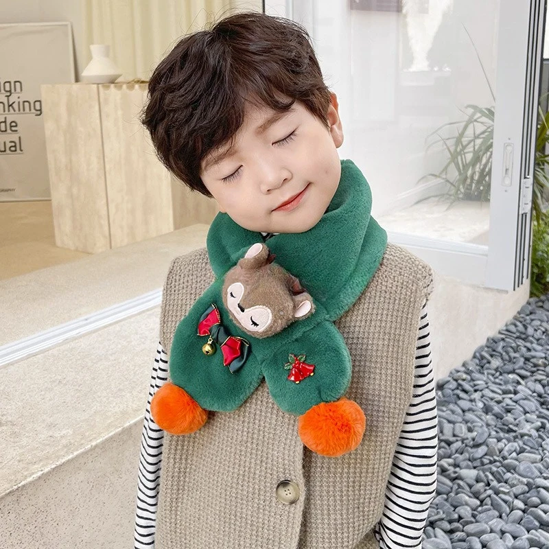 Christmas Children's Scarf Winter Child Neck Warmer Baby Kids Winter Accessories Cartoon Scarf For Girls Child Neck Gaiter