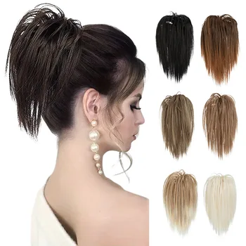 Eleganti estensioni sintetiche di coda di cavallo corte e diritte, clip per artiglio nel pezzo di capelli per le donne, aggiungono volume e lo stile ai tuoi capelli
