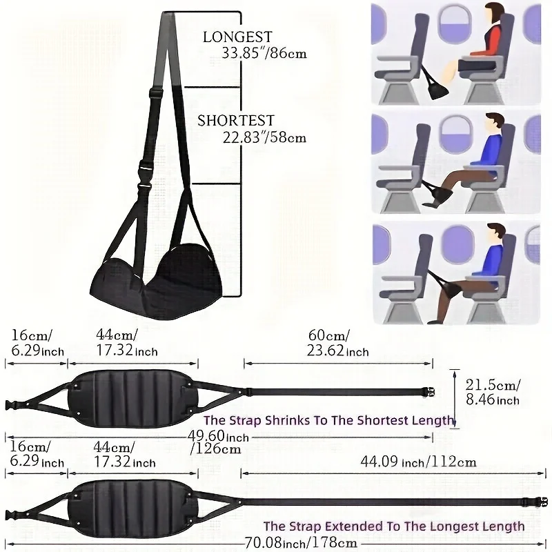 1Pc/2Pcs Airplane Travel Pedals, Office Suspension Straps, Portable Travel Accessories with Adjustable Height