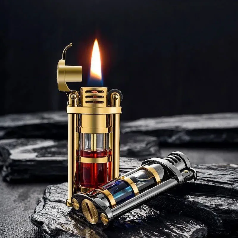 Zorro Windproof Metal Kerosene Lighter Transparent Fuel Tank Creative Retro Flint Lighter Smoking Accessories
