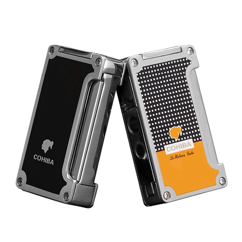 

Cigar Lighter with Cigar Punch Single Torch Jet Flame Lighter Refillable Butane Gas Lighter Gift Box Accessory for Smokers