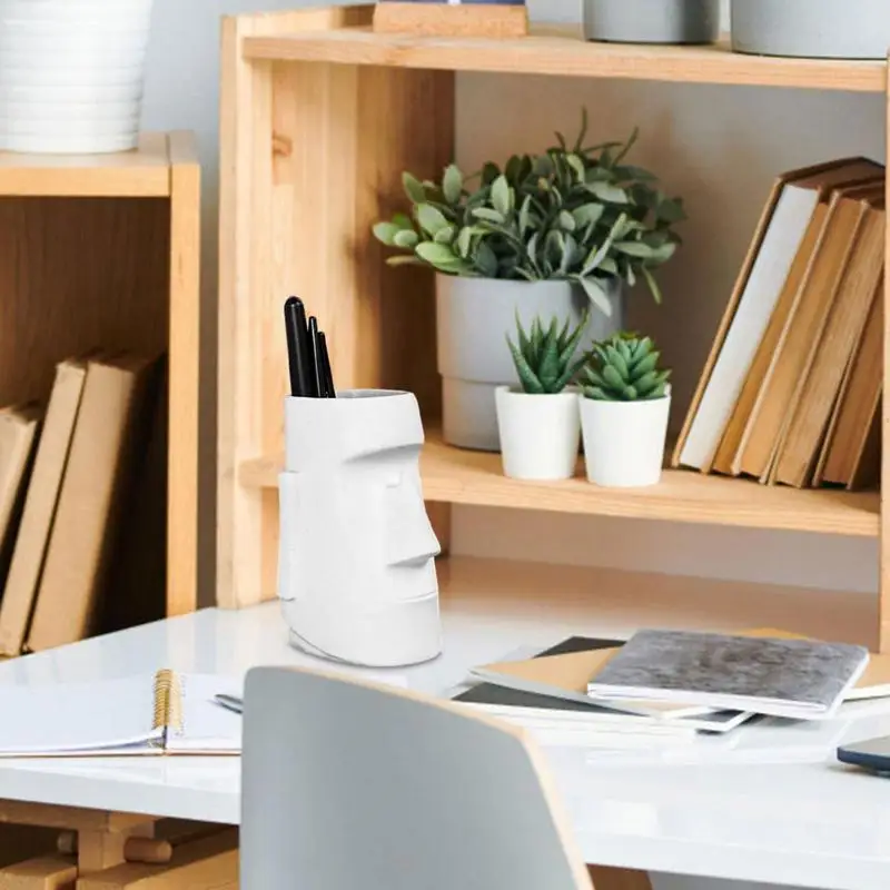 홀더 스탠드 헤드 아일랜드 모아이 부활절 동상 안경 컵, 선글라스 조각 안경 프레임, 선반 모노리스 데스크 브러시 디스플레이