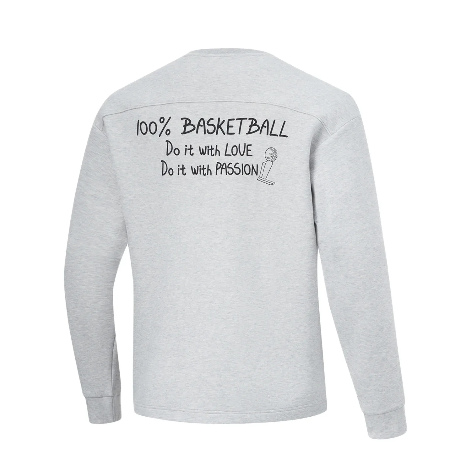 Li-Ning Men Wade Sweatshirt Loose Fit 62%Cotton 35%Polyester 3%Spandex O-Neck Long Sleeve Comfortable Tops Pullover