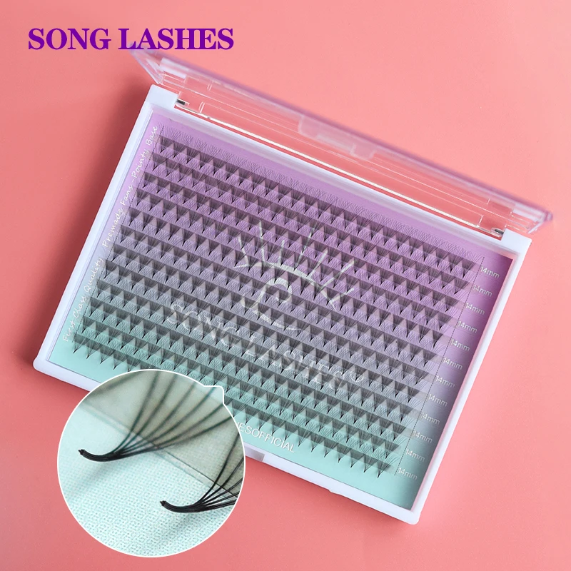 SONG LASHES Premade Fasn Pointy Base 3D 4D 5D 6D 7D 8D Eyelash Extension 0.7 0.1 Thickness Premade Volume Fans song lashes premade fans mega tray 360 fans sharp thin pointy base premade volume fans for eyelash extensions 6d 7d 8d 10d 12d