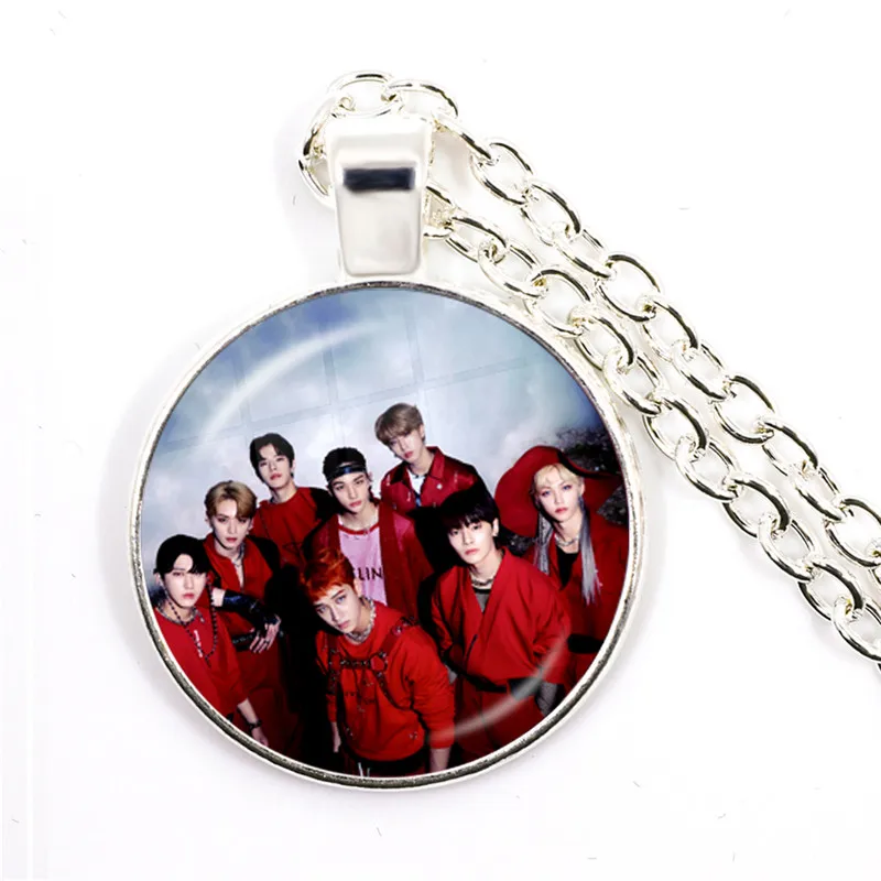 New Kpop Stray kids Member Glass Dome Cabochon Pendant Necklaces