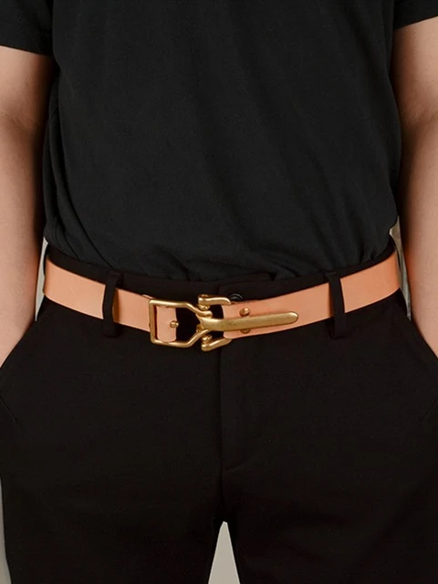 New Fashion Men Casual Copper Pin Buckle Belt Vintage Unisex Cowhide  Genuine Leather Belts Waistband Leather Strap For Pants - AliExpress