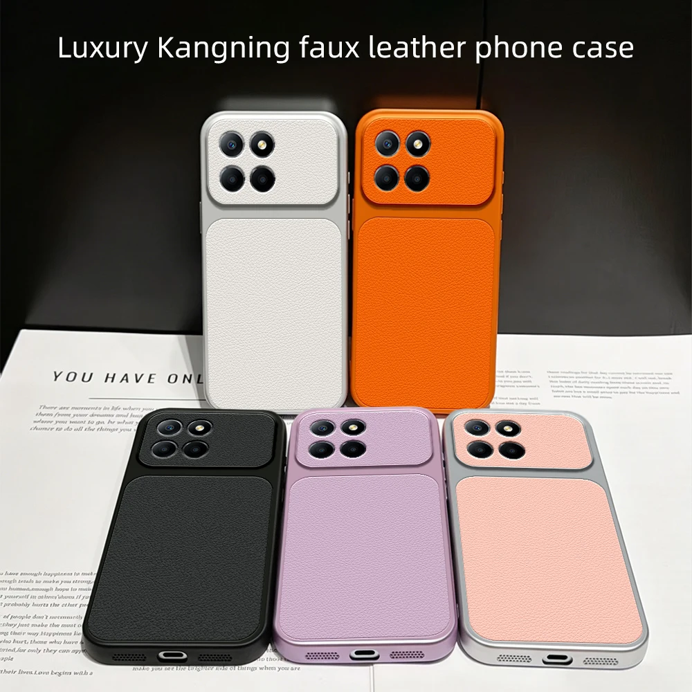 Luxury Leather Matte Back Cover with Lens Protection