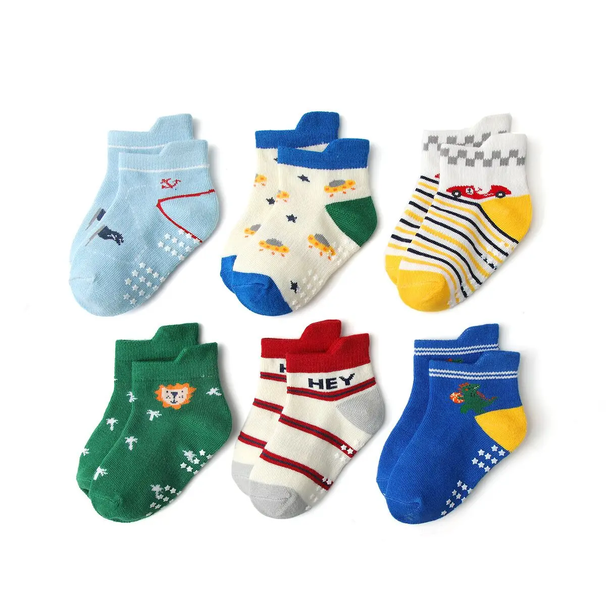 Kids Socks Baby Anti Slip Non Skid Rubber Grip Cotton Children Boy Girl  5Pairs