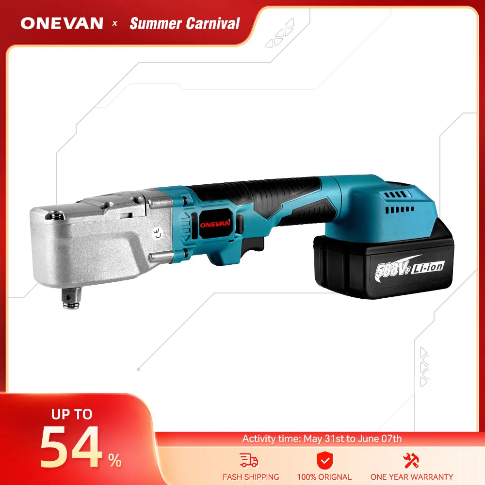 ONEVAN 1000NM Brushless 1/2'' Electric Ratchet Wrench 4800RPM Removal Screw Nut Car Repair Power Tool for Makita 18V Battery