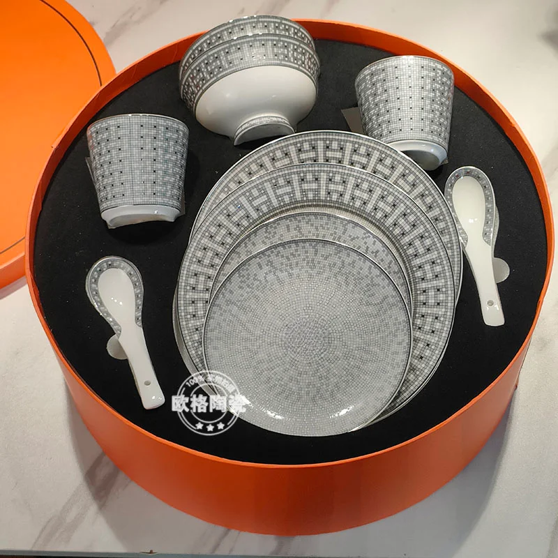 

bone porcelain set for 2 people, 10 piece set of bowls, plates, spoons, gift boxes, gifts