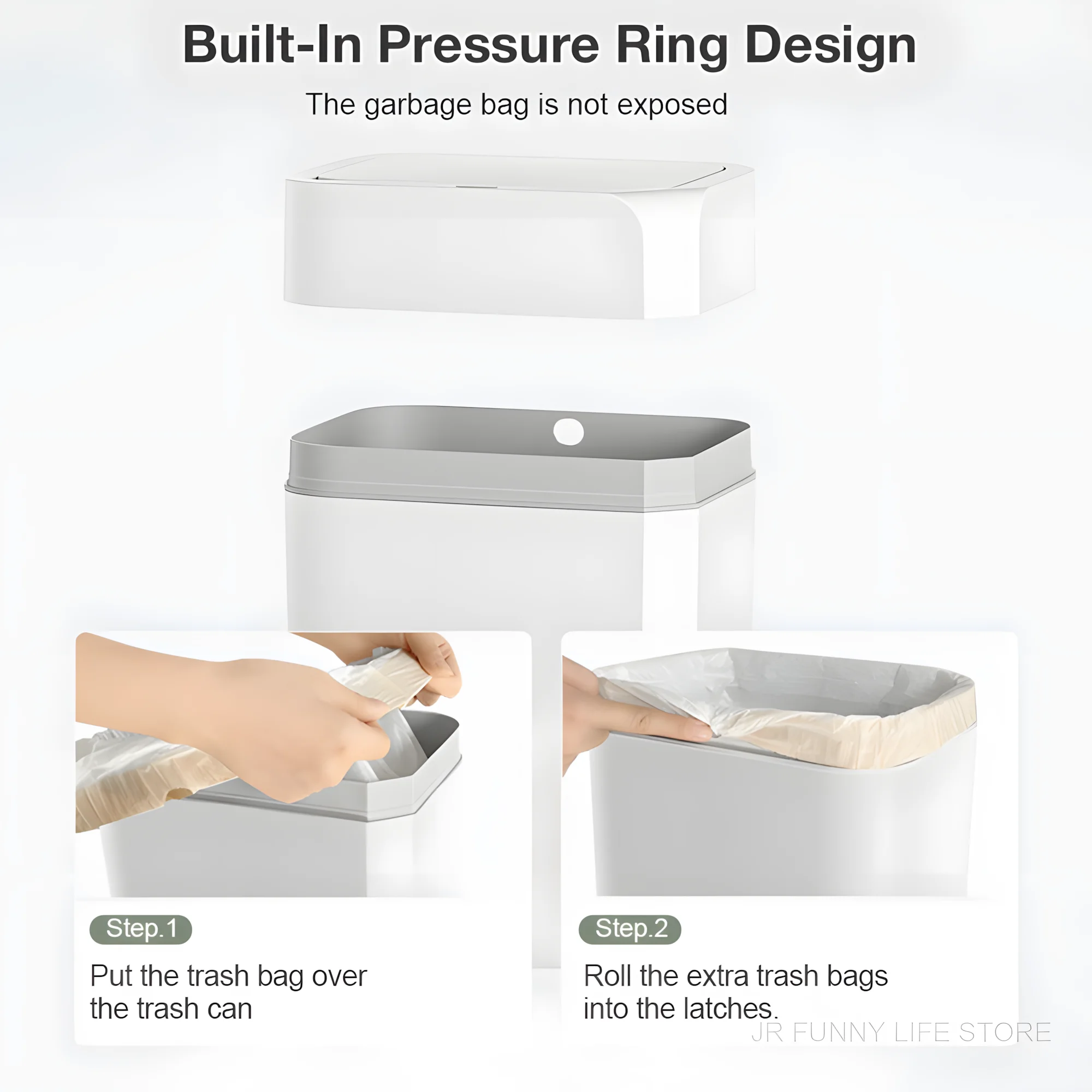 سلة مهملات هادئة وموفرة للمساحة - سعة 3/5 لتر، سلة...