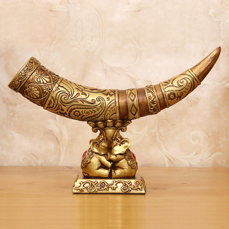 

European Resin Lucky Lvory Ornaments Crafts Home Livingroom Figurines Decoration Porch TV Cabinet Elephant Longma Sculptures Art