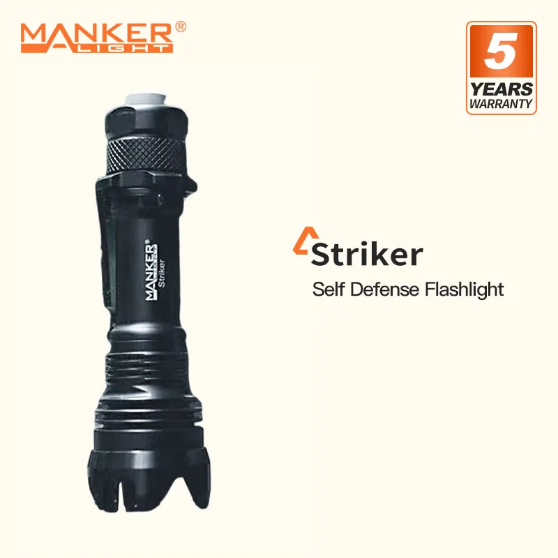 

Manker Striker Tactical Flashlight with 18650 Battery, 2300 Lumen 500M Beam Distance, Discharge Protection,Breaker for Emergency