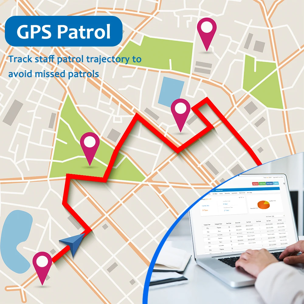 JWM GPS Guard Tour Patrol Security System with Phone Calling, 4G Online Real-Time Track Patrol Wand for Hotels, Industrial Park