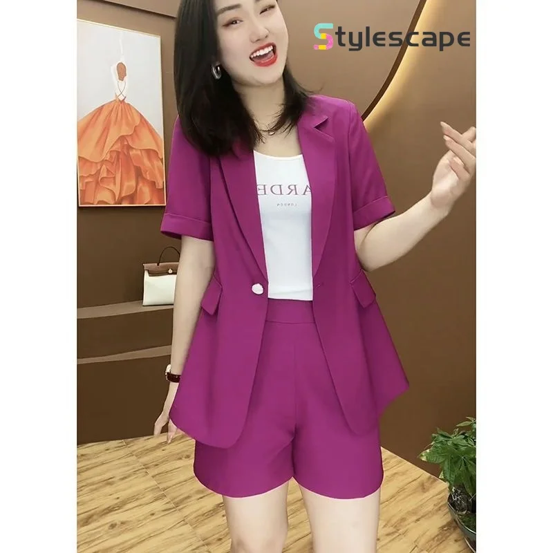 Casual Shorts Suit Set Women's New 2024 Summer Clothing Age Reducing Western-style Fashion Two-piece Set for Woman household white clothing reducing agent stain