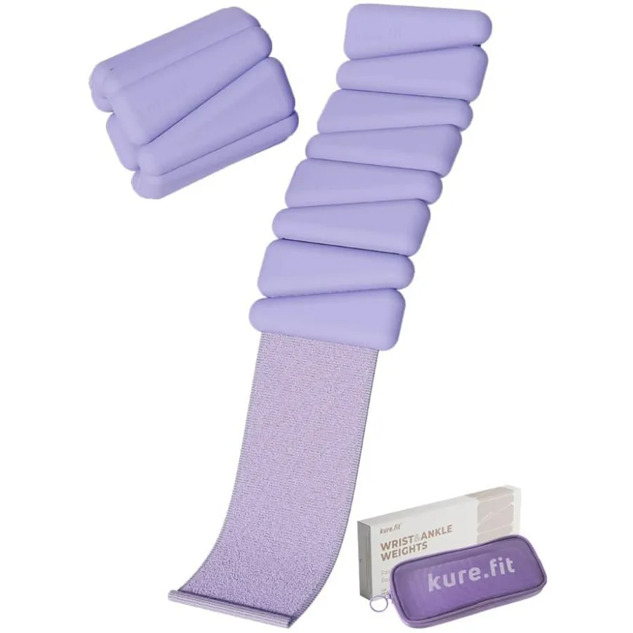 1lb Adjustable Wrist & Ankle Weights Set Bundle (Black+Purple) - 2 Pairs