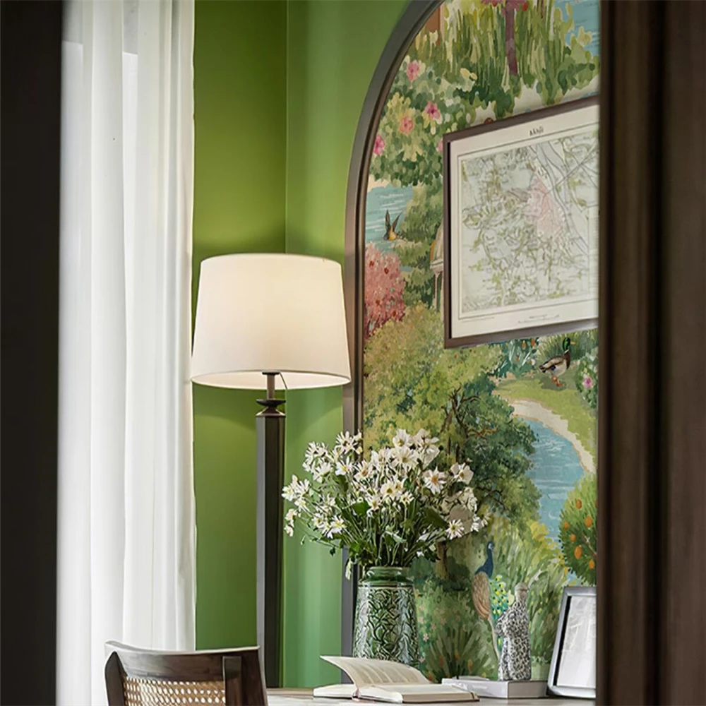 Custom Art Photo Mural Wallpaper for Living Room - American Countryside Garden Design
