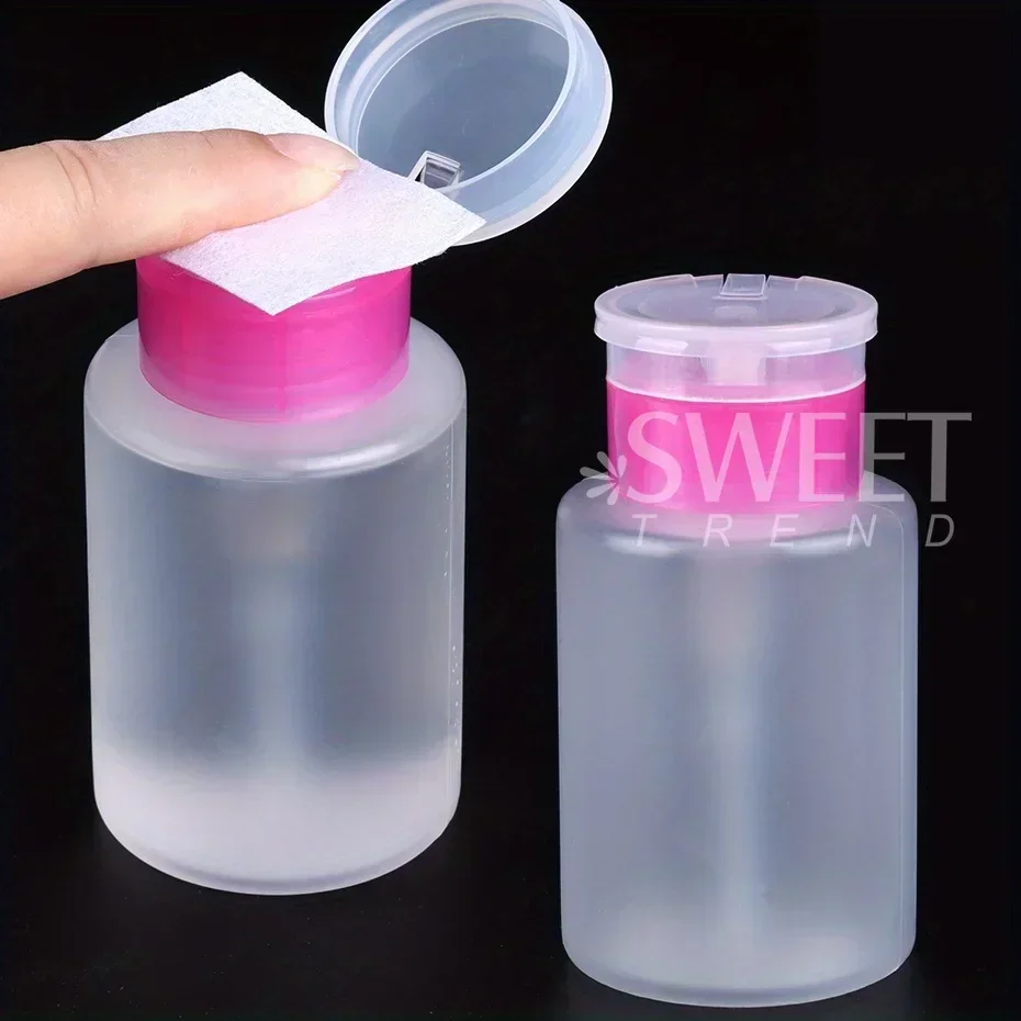 Empty Press Nails Polish Remover Bottle Portable Push Down Pump Dispenser Tool Liquid Container Refillable Salon Accessory 150ml