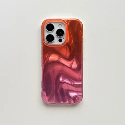 Gradient Water Ripple Shockproof Protective Phone Cover Case in Orange Pink - iPhone 15 (Colorful)