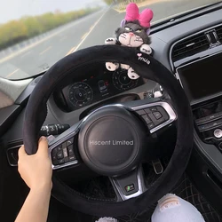 Fluffy Cartoon Panda Cat Plush Steering Wheel Cover - Winter Cozy, Cute & Anti - Slip Design (Steering Wheel Cover)