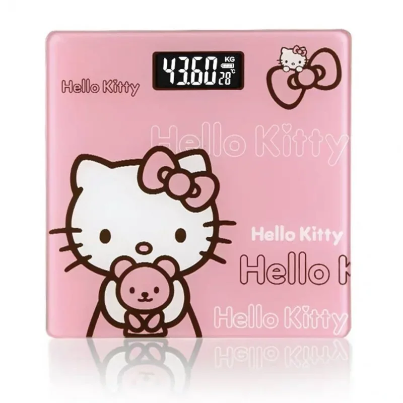thumbnail image 1 of Báscula de peso corporal con dibujos animados de Hello Kitty de Sanrio, báscula de baño con linda animación para niñas, báscula electrónica inteligente de vidrio con pantalla LCD para mujeres, 1 of 5