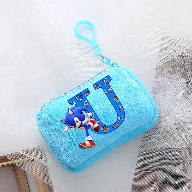 thumbnail image 1 of Monedero pequeño de peluche de Sonics Boys, bolso de lona con letras, estuche para llaves, bolso de mano con dibujos animados de anime, regalos de cumpleaños para niños, 1 of 5