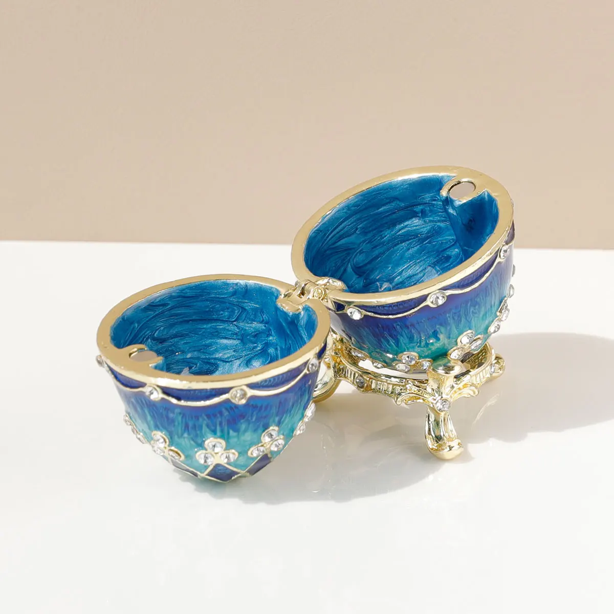 アンティーク雑貨 Vintage Egg Jewellery Box Vintage Egg Shaped Jewelry Box Enamel Trinket Box with
