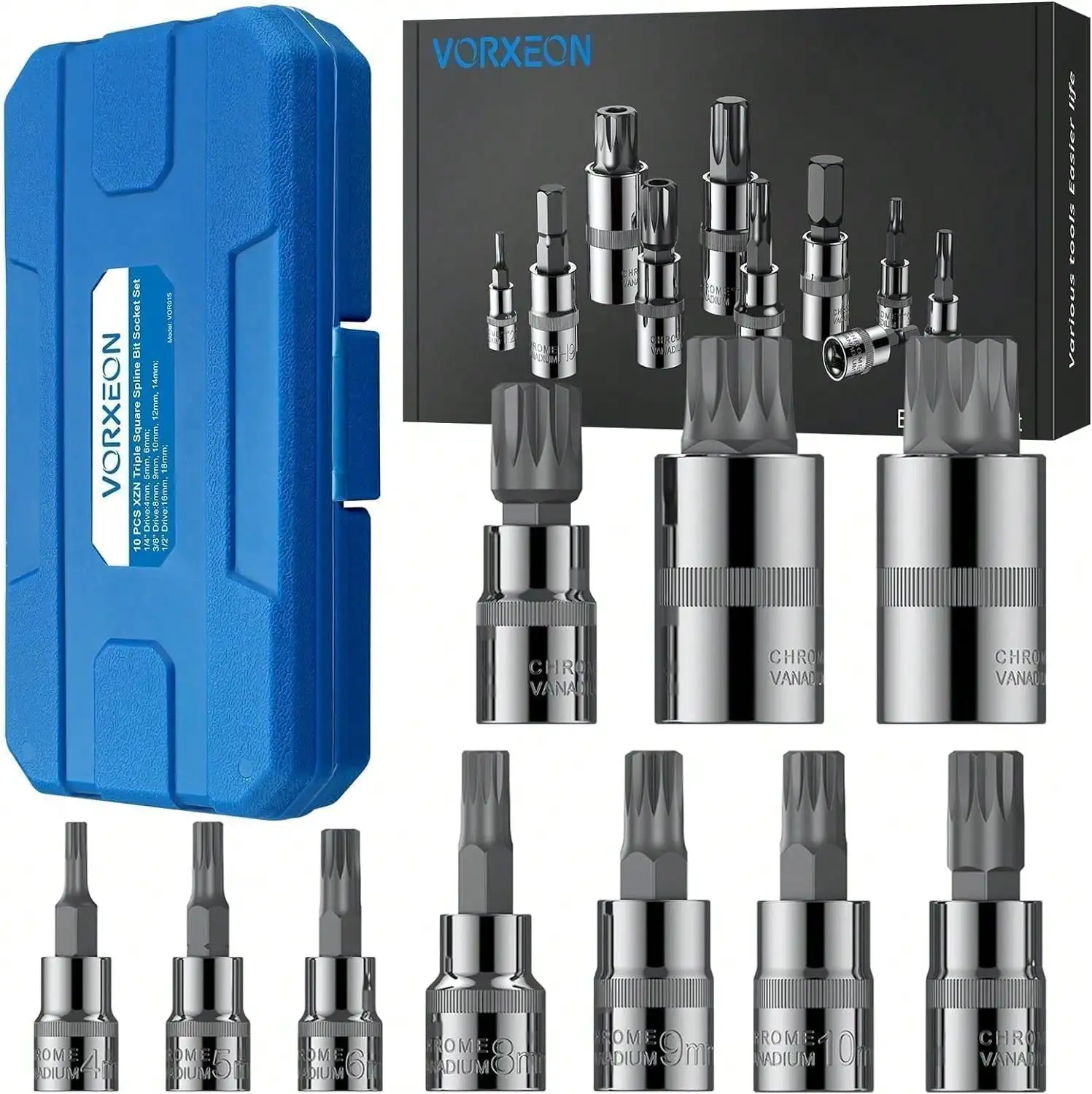 XZN Triple Square Spline Bit Socket Set Image 7