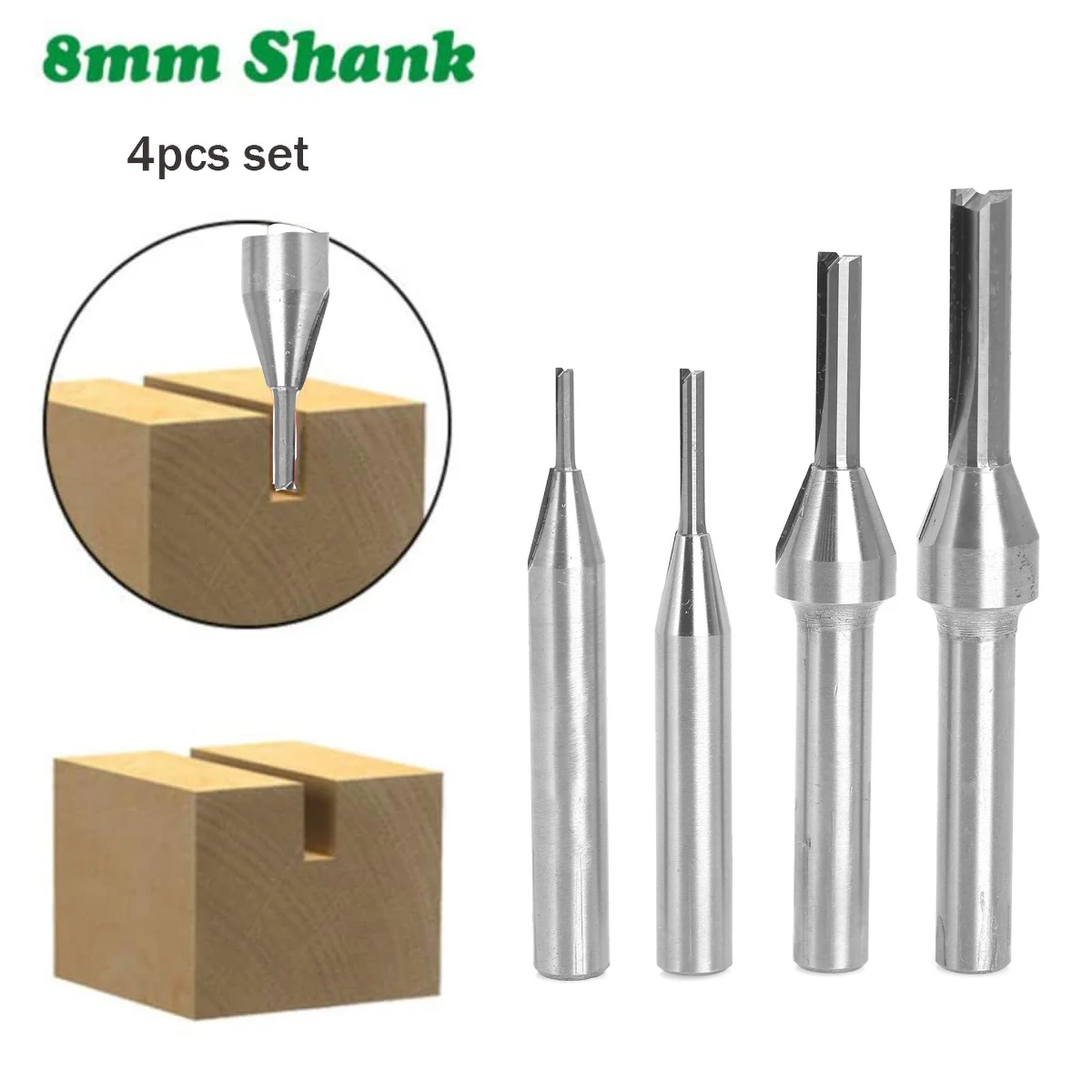 

4 Pcs 3 Flutes TCT Straight End Mill Woodworking CNC Tool Carbide Cutters 1/2 Shank Router Bit For Wood MDF Plywood Chipboard
