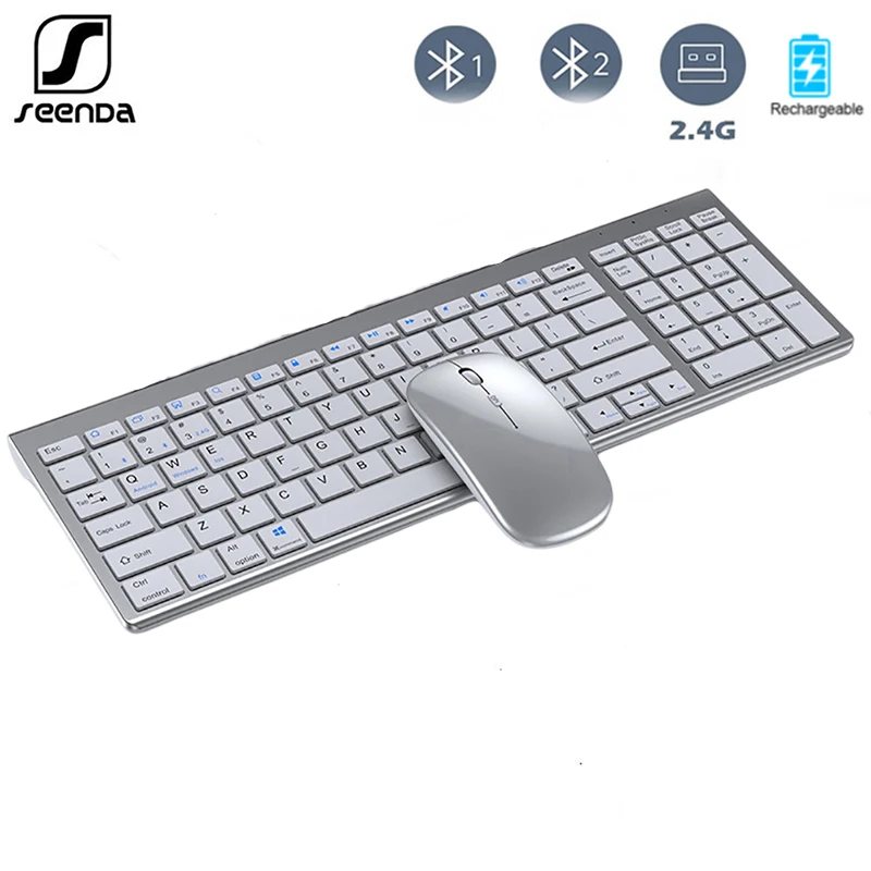 SeenDa MultiDevice Bluetooth 5.0+3.0+2.4G Wireless Keyboard Mouse