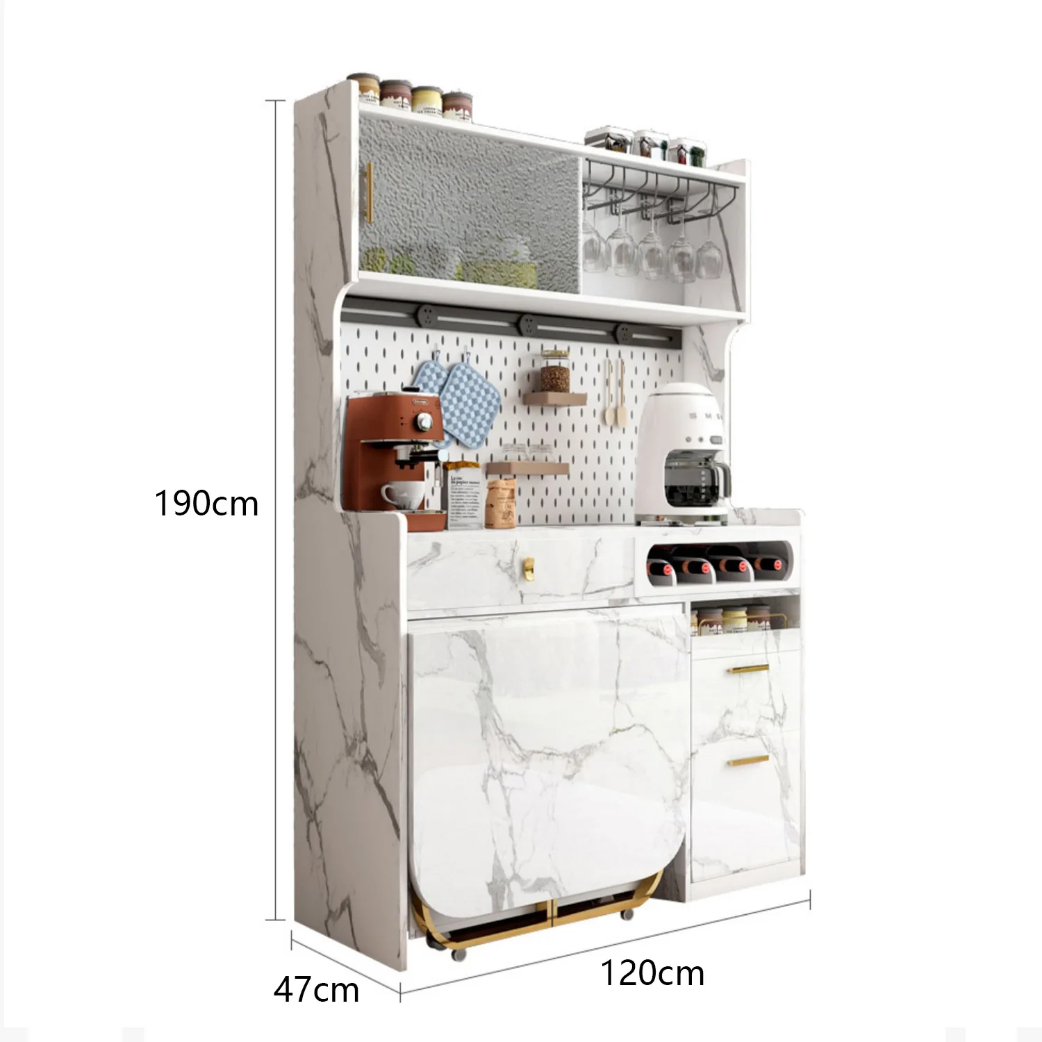 Multifunctional Dining Sideboard With Retractable Folding Dining Table And Chairs Combination Small Table Sideboard