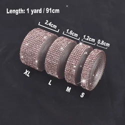 Sparkling Self - Adhesive Rhinestone Crystal Ribbon for Creative DIY Decor & Crafts (Champagne Gold)
