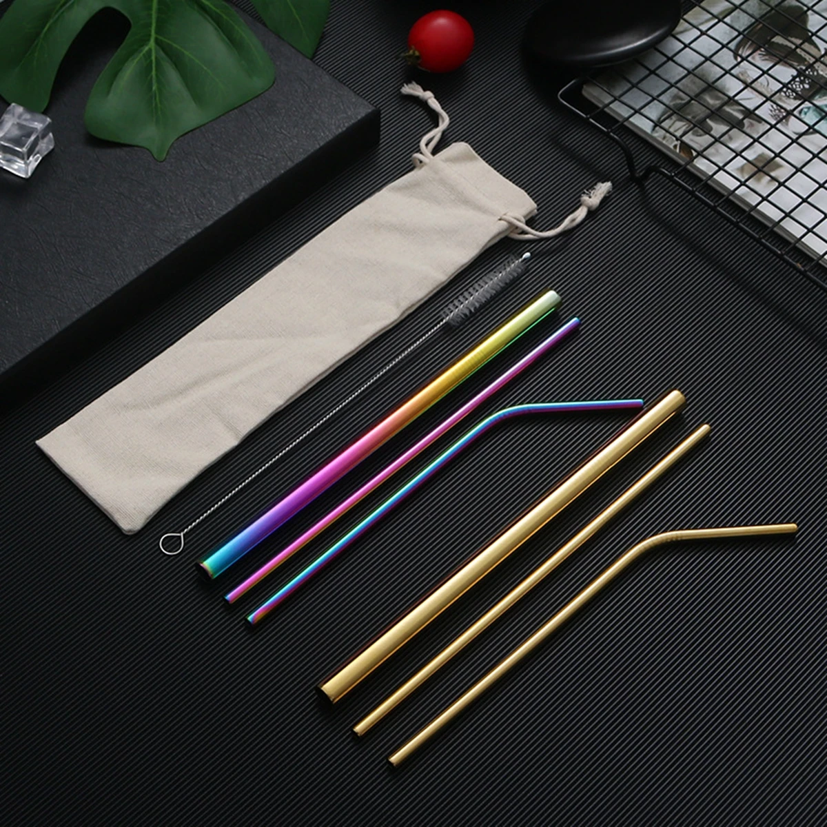 Colorful Reusable Metal Straws Set 304 Stainless Steel Drinking Straws Eco-friendly Boba for Milk Bar Cocktail Drinkware drinking straws metal straw set metal straws stainless steel straw