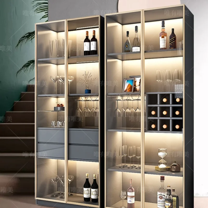 Modern Storage Wine Cabinet Living Room Luxury Wall Kitchen Wine Cabinet Simplicity Glass Estante Vino European Furniture Qf50Jg