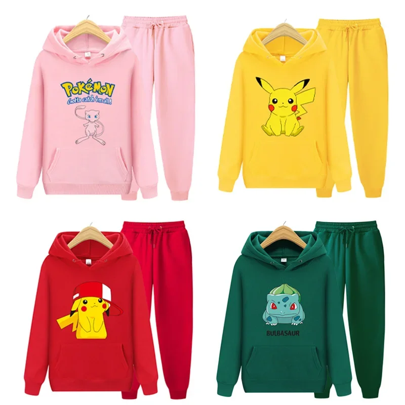 

Spring And Autumn Youth Suit Anime Pokemon Pikachu Hoodie Student Couple Long Sleeve Casual Sweatshirt Kid's Cartoon Sets