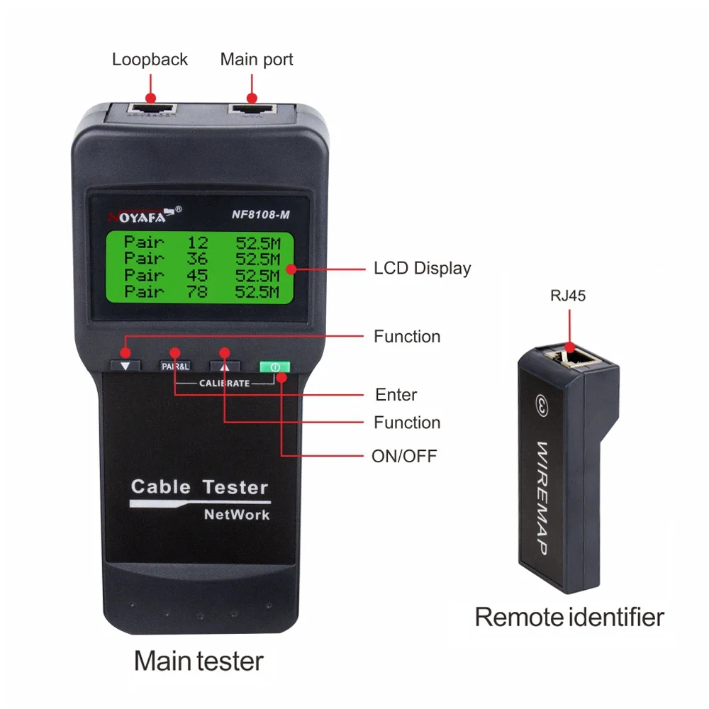NOYAFA NF-8108M/A Internet Cable Tester Cable Tracker With LCD Display Measure Length Cabl Multifunctional Tester Network Tool 2