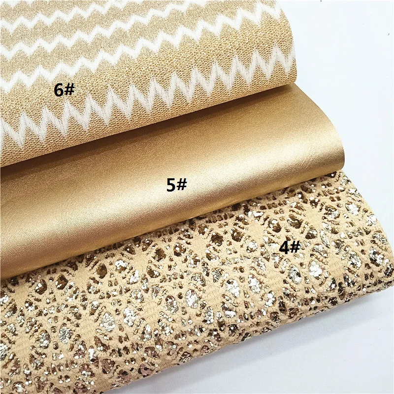 Gold Glitter Leather Sheets Lace Glitter Leather Metallic Faux Leather  Fabric Floral Embossed DIY Craft Sheets Mini Rolls W409