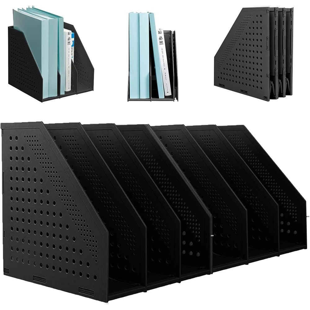 Portariviste Da Scrivania 4 Scomparti Con Portapenne - Organizer Metallico Per Documenti A4, Nero