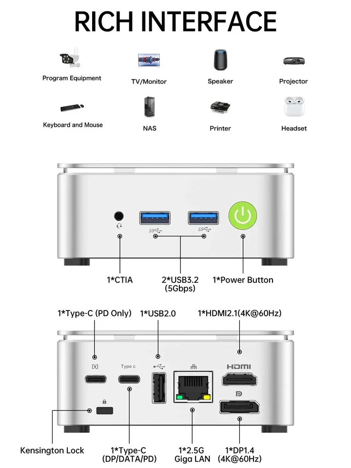 GMKtec G10 Ryzen 5 3500U Mini PC Windows 11 Pro DDR4 3200MHz