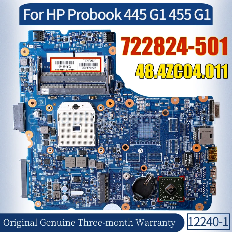 12240-1 For HP Probook 445 G1 455 G1 Laptop Motherboard 722824-501 48.4ZC04.011 722824-601 Notebook Mainboard 100％ Tested