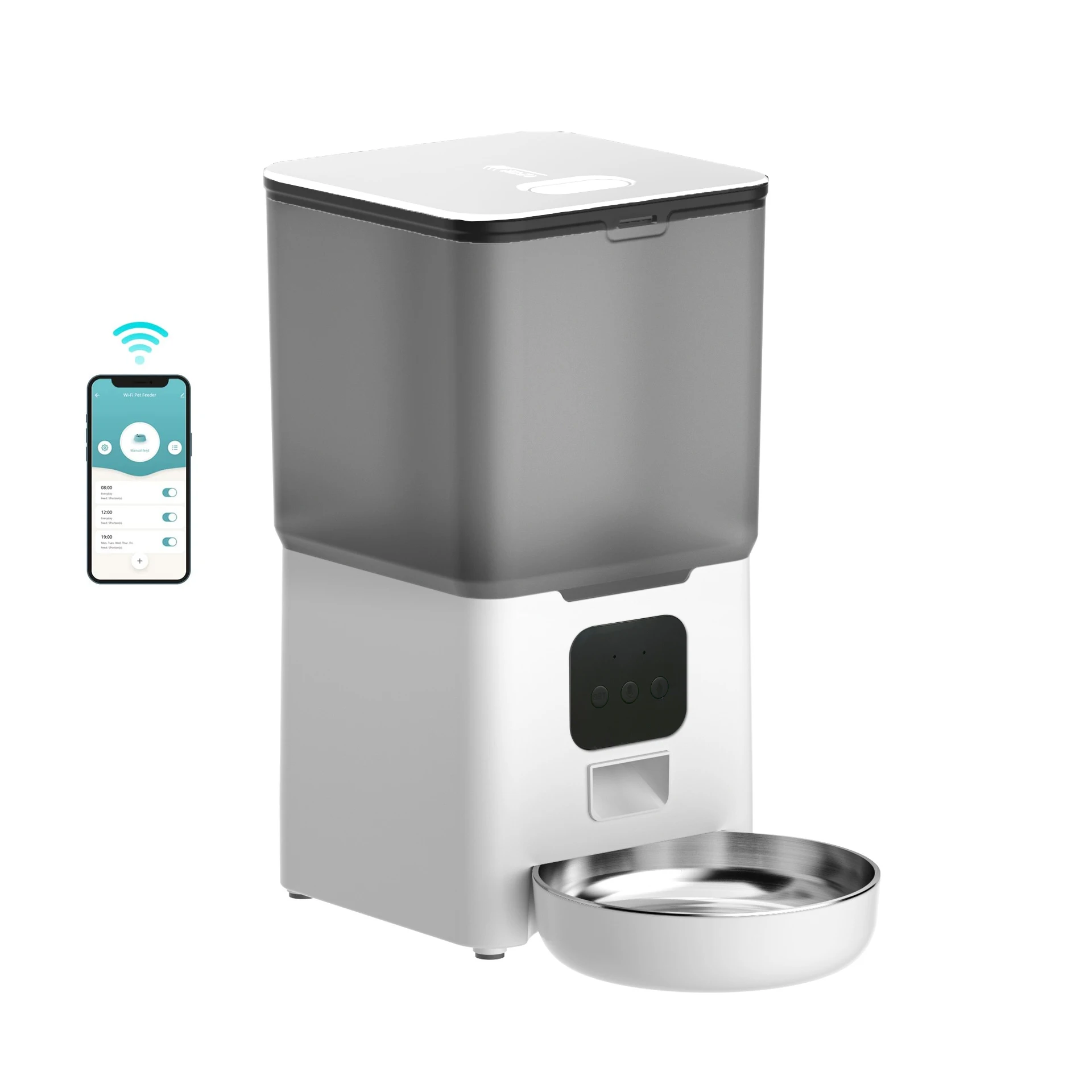 

6L Automatic Cat Feeder Wi-Fi Enabled Smart Pet Feeder for Cats and Dogs,Auto Dog Food Dispenser with Portion Control and Voice