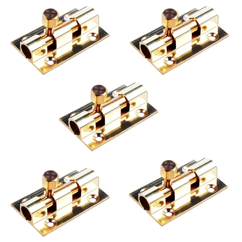

5 Pcs 1.5-Inch Long Brass Door Latch Sliding Lock Barrel Bolt Gold