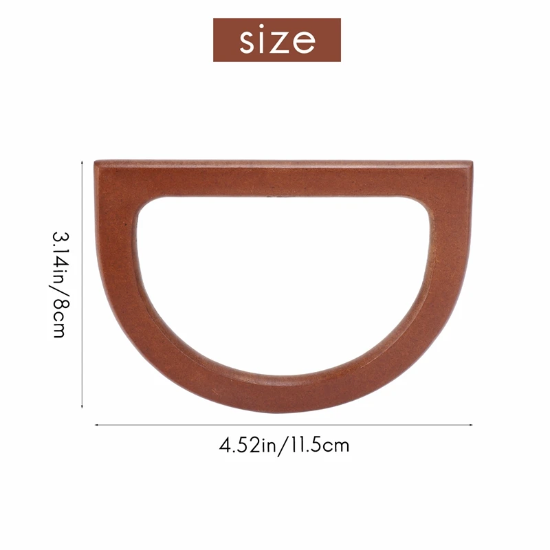4PCS D-Shaped Wooden Purse Handles, Wood Replacement Handles For DIY Bag Purse Handbags Totes Clutch Making