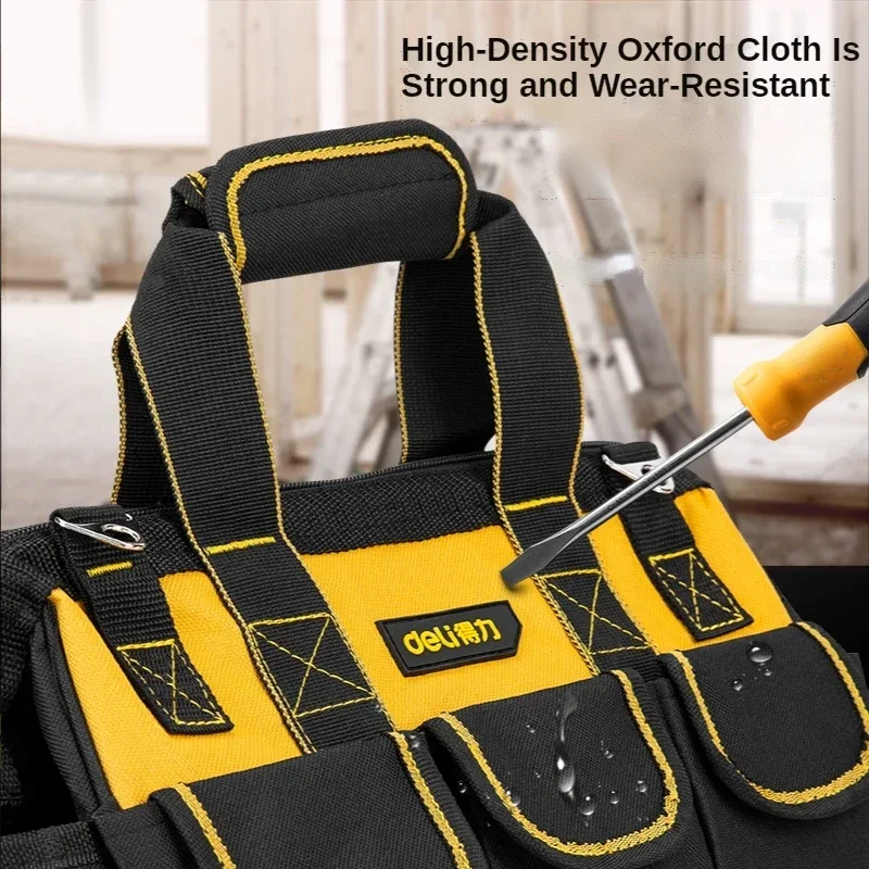 Deli Electrician Tool Bag 13/16/17/18Inch Woodworking Repair Tool Pouch Thickened Durable Large-capacity Toolbag