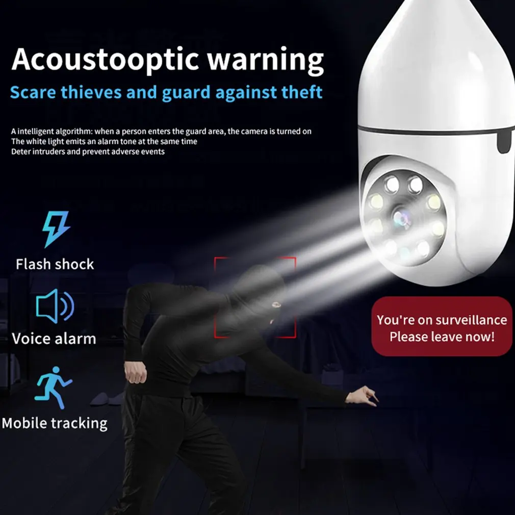 2026 Hot E27 Screw Camera WIFI Surveillance Bulb Camera Full-color Day And Night Lighting Double Light 360 Rotation Dropshipping 4