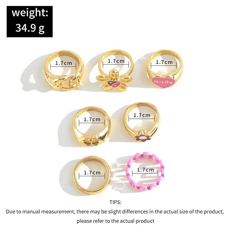 Bohemia Geometric Colorful Enamel Kunckle Ring Set For Women Butterfly Heart Sign Finger Ring Female Daily Jewelry - Image 2