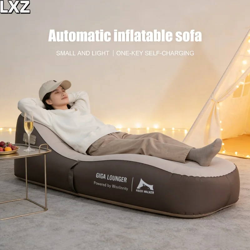 Poltrona Gonfiabile Automatica One-Click, Divano Gonfiabile Leggero da Viaggio - Ricaricabile USB, Divano Letto per Campeggio all'Aperto