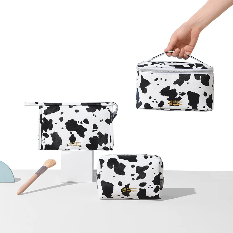 PU Cow Women Portable Cosmetic Bag Multifunction Waterproof Toiletries Organize Storage Handbag Female Travel Makeup Bags 4