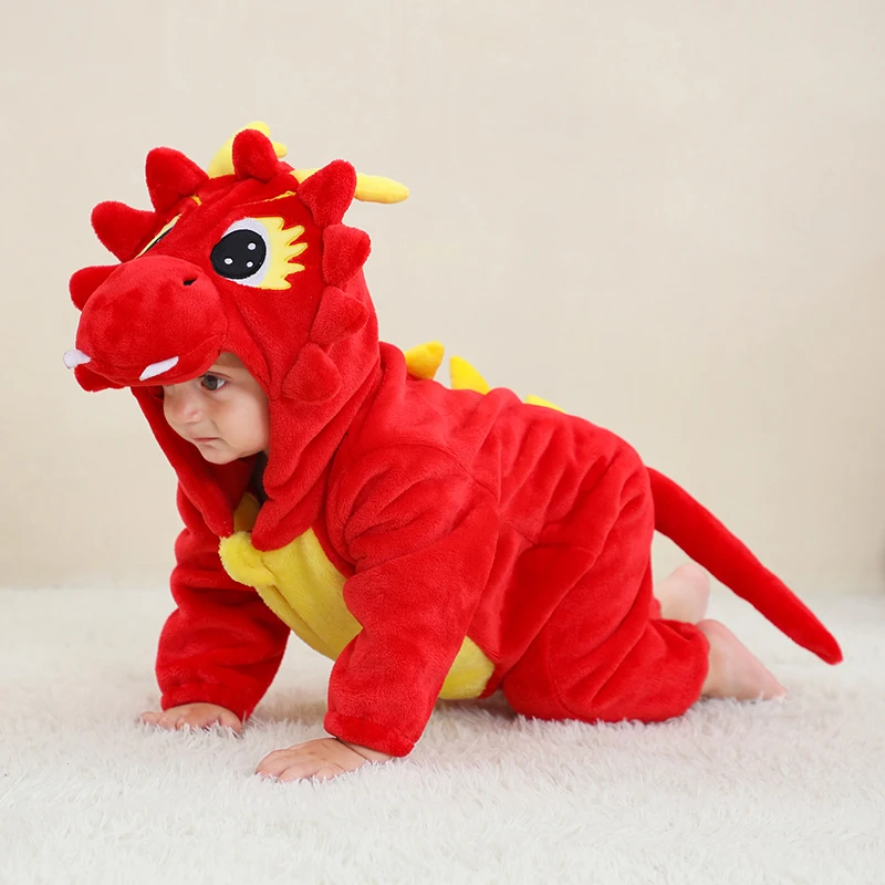 Baby Flannel Animal Hooded Romper 6